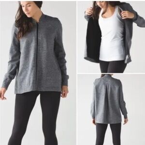 LULULEMON Pleat to Street Bomber Jacket Heathered Gray Pockets Size 8